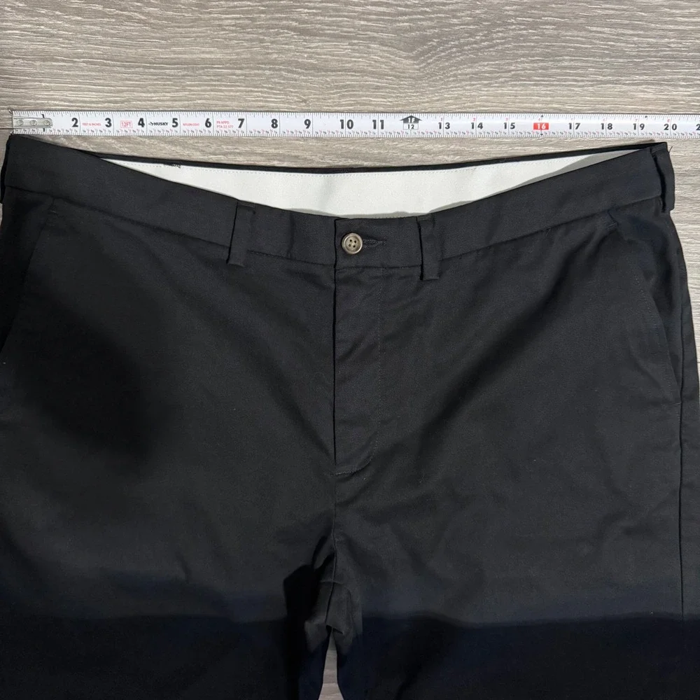 George Mens Chino Pants 42x30 Black Soot Stretch Straight Leg GM09493 Minimalist